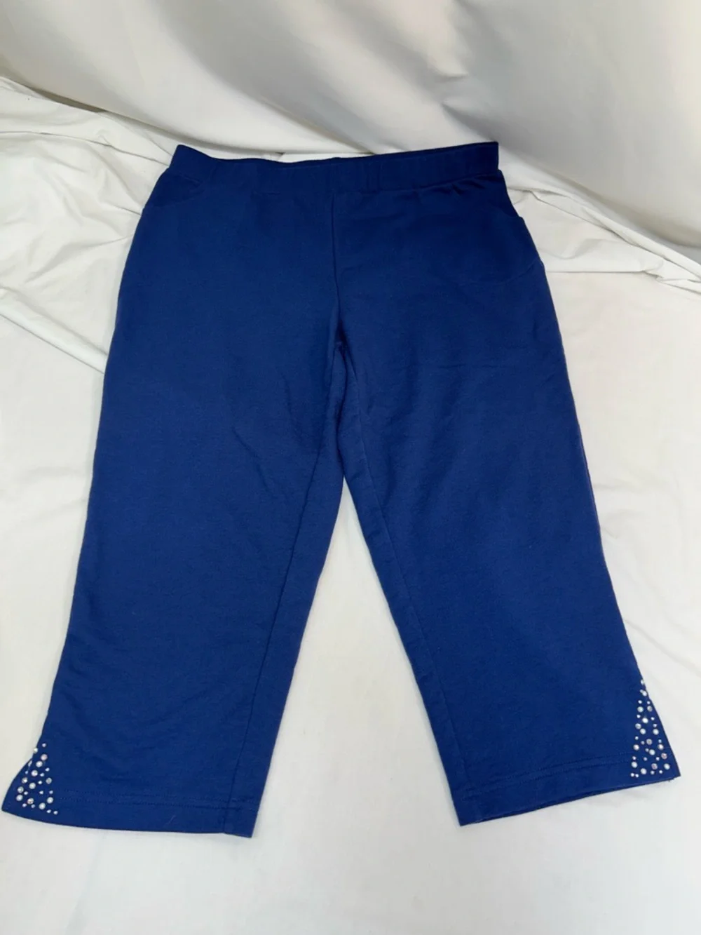 Quacker Factory Royal Blue Two-Piece Top and Pants with Rhinestone Matching Set - Picture 8 of 14